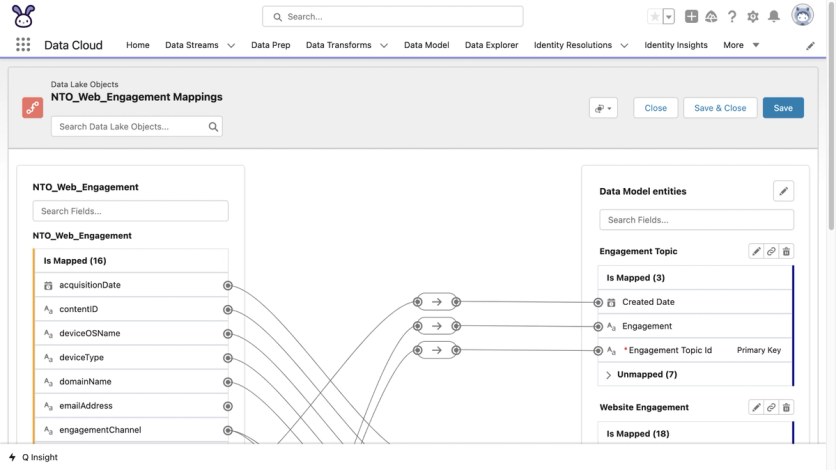 Connecting a new source in Data 360 means mapping each incoming field to Salesforce’s data model before journeys or segments can use it