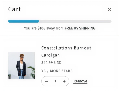 US minicart free-shipping progress bar