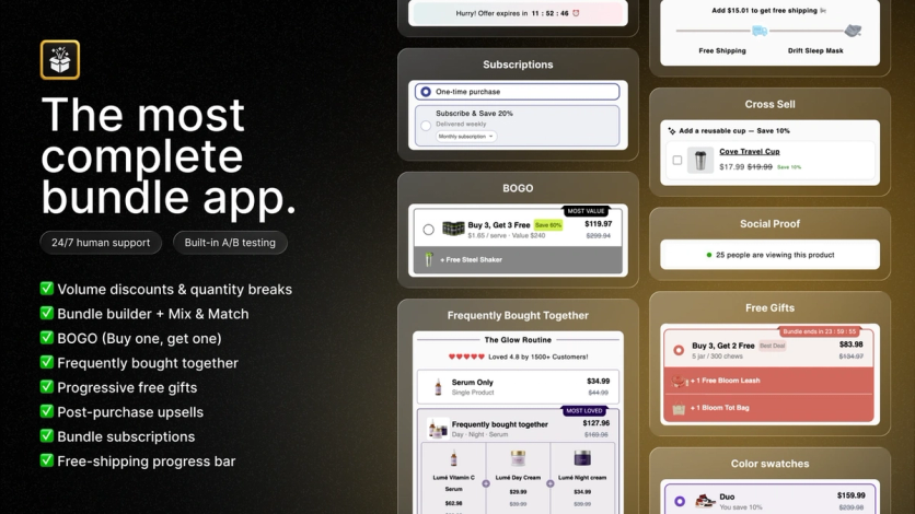 Rapi Bundles offer types, including subscriptions, BOGO, frequently bought together, and free gifts