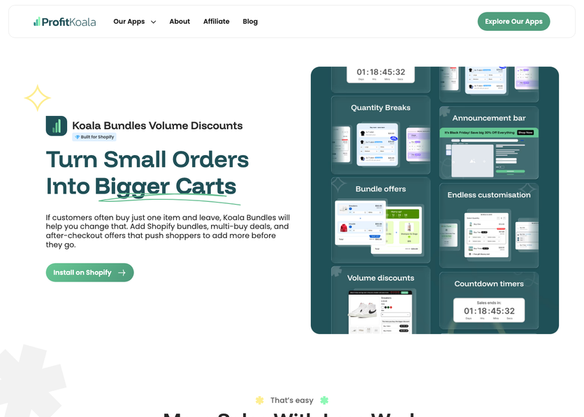 Koala Bundles homepage