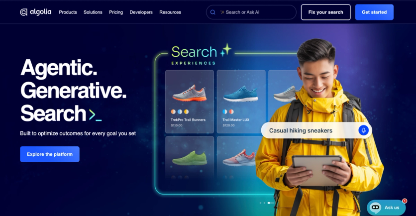 Algolia homepage