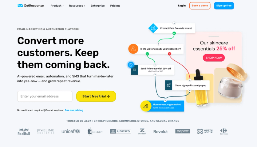 GetResponse homepage