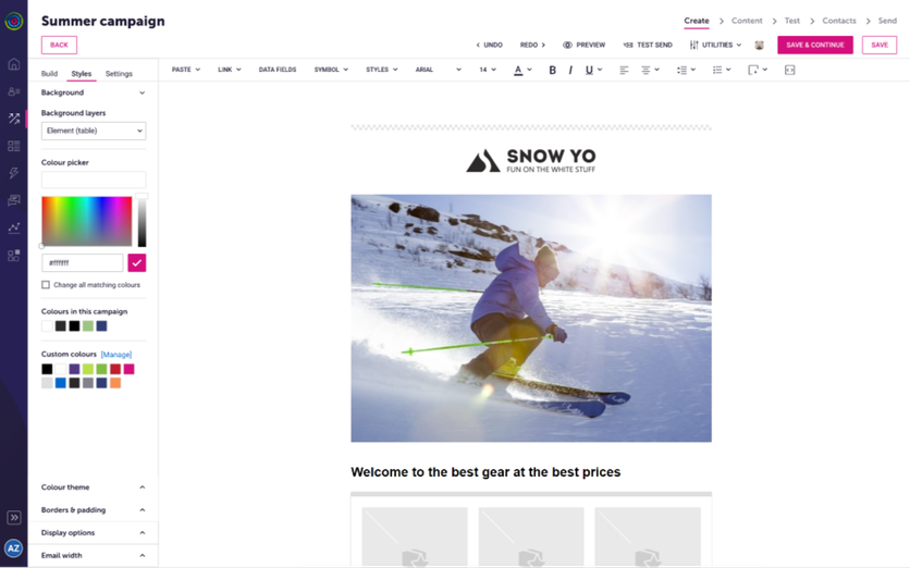 Dotdigital Personalization email editor building a campaign