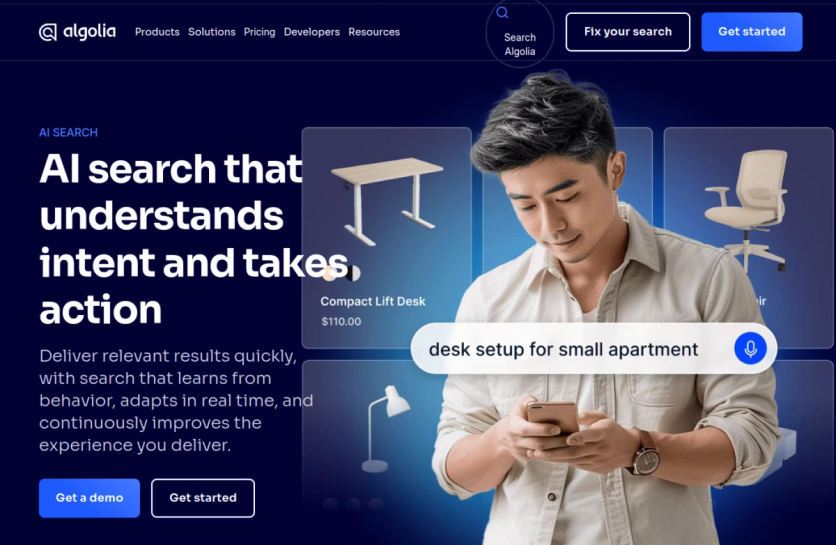 Algolia homepage