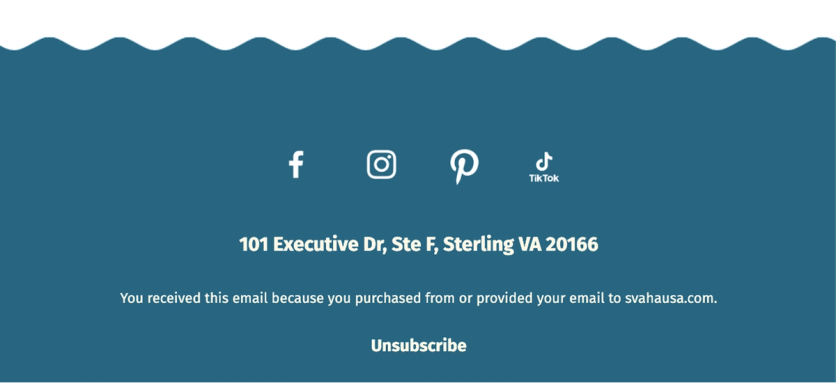 Svaha USA’s email footer