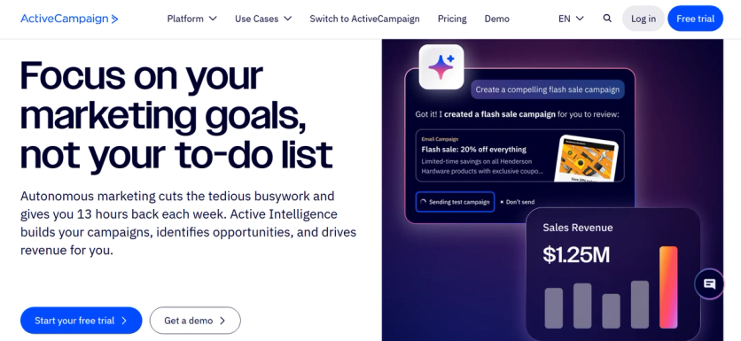 ActiveCampaign platform screenshot