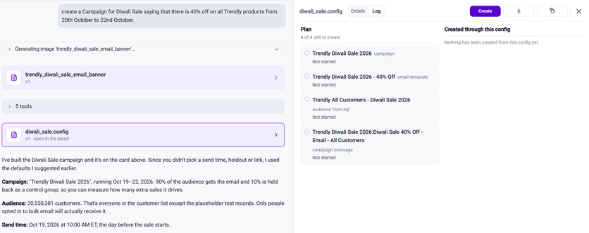 Capillary aiRA chat building a sale campaign, audience, and email plan