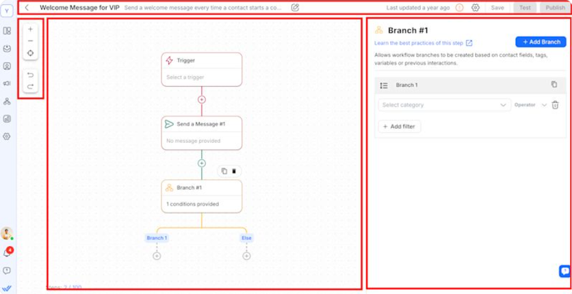 Respond.io's flow builder