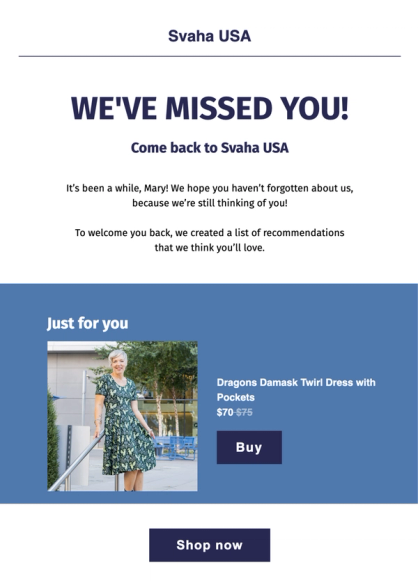 Old Svaha Winback email