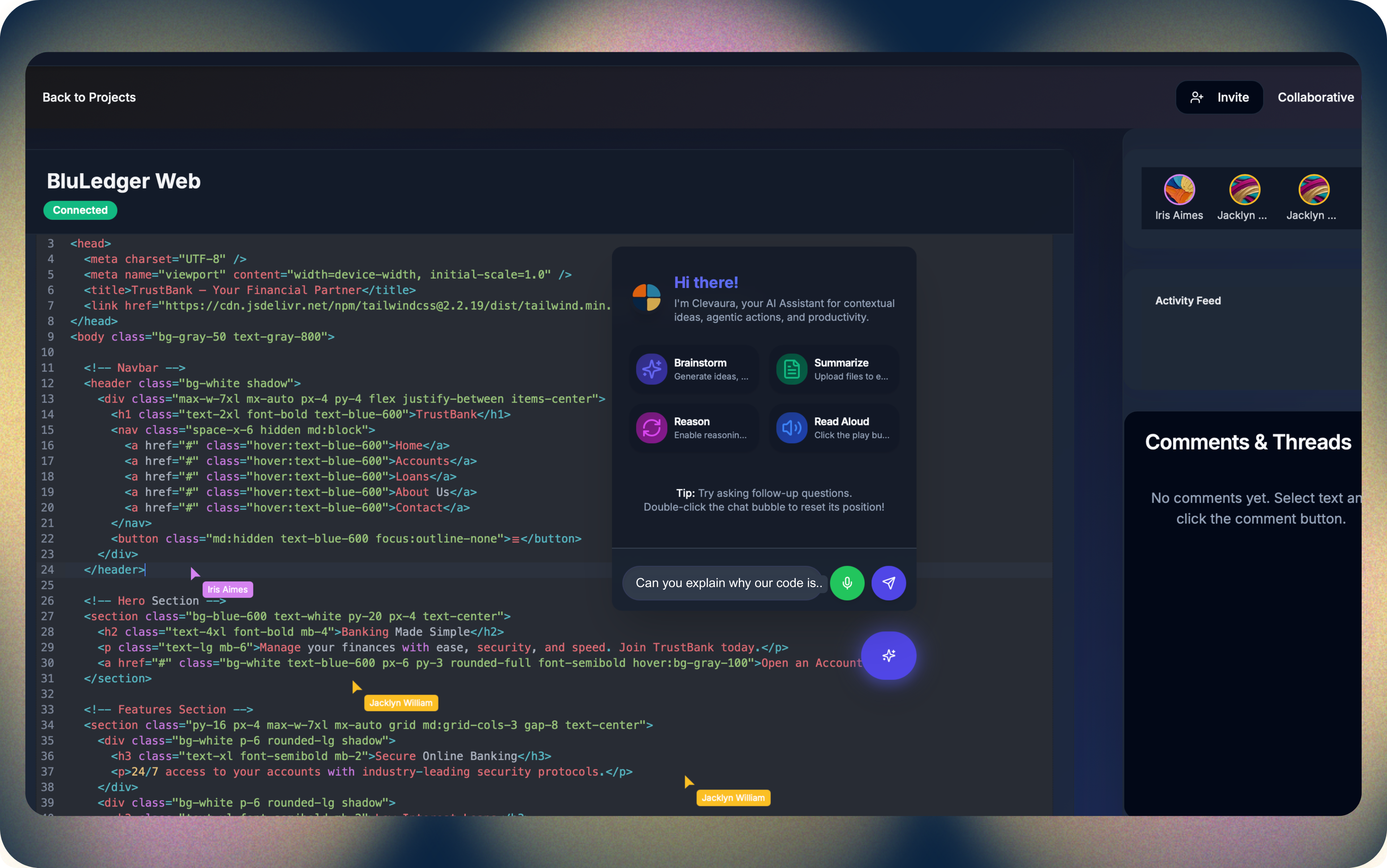 Real-time co-coding feature screenshot