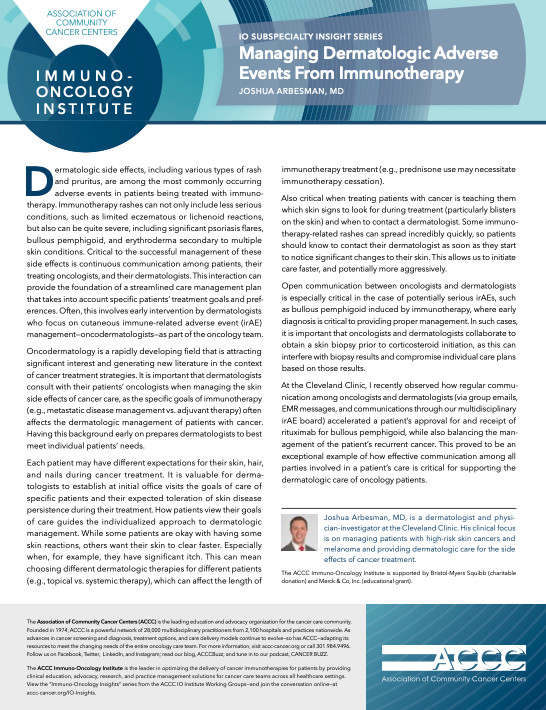 Managing Dermatologic Adverse Events From Immunotherapy