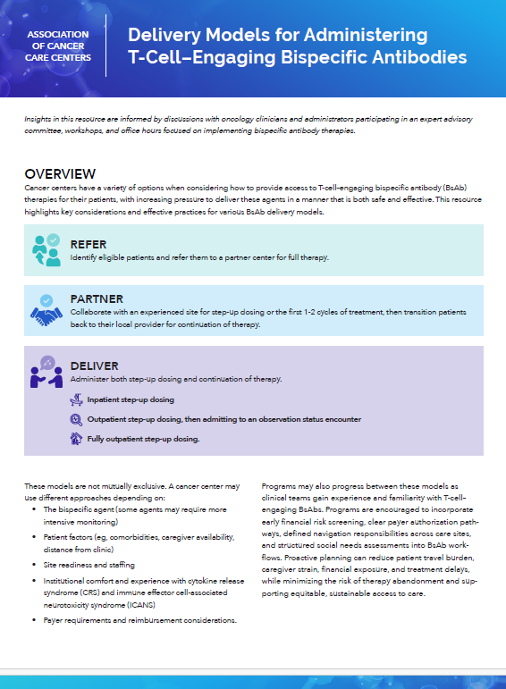 Delivery Models for Administering T-Cell–Engaging Bispecific Antibodies