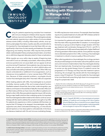 Working with Rheumatologists to Manage irAEs