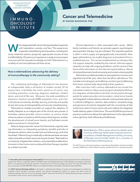 Telemedicine and Cancer Care: Today’s Learnings for a Post-Pandemic World