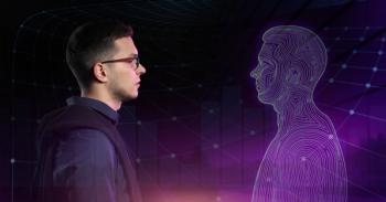 Young man with his digital projection on dark background. Concept of digital twin | Image Credit: © Pixel-Shot-stock.adobe.com