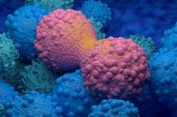 Image credit: LASZLO | stock.adobe.com. Dividing breast cancer cell closeup view 3d illustration