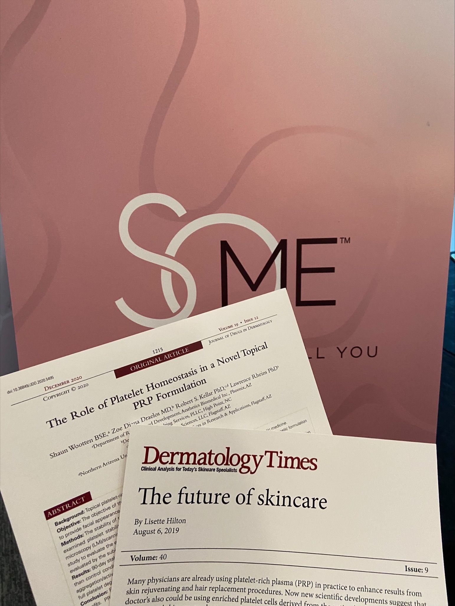 The SoME Skincare table featured an article from Dermatology Times.