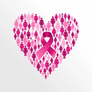 Heart of breast cancer ribbons