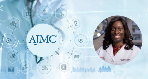 AJMC Q&A with Coral Omene, MD, PhD | Background image credit: ipopba - stock.adobe.com