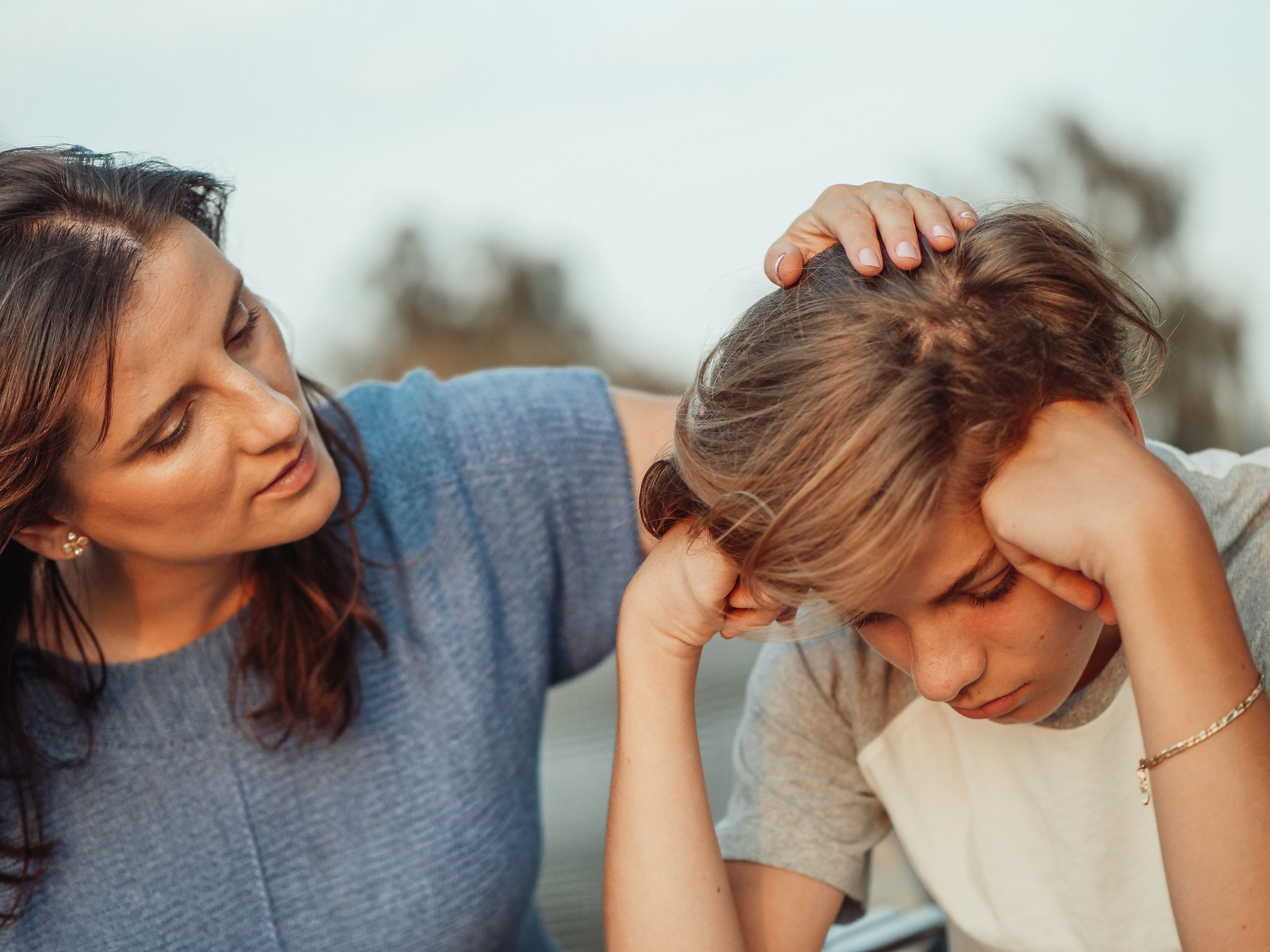 mother talking to son