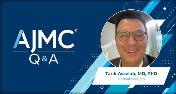 Tarik Asselah, MD, PhD, screenshot on AJMC branded Q&A background