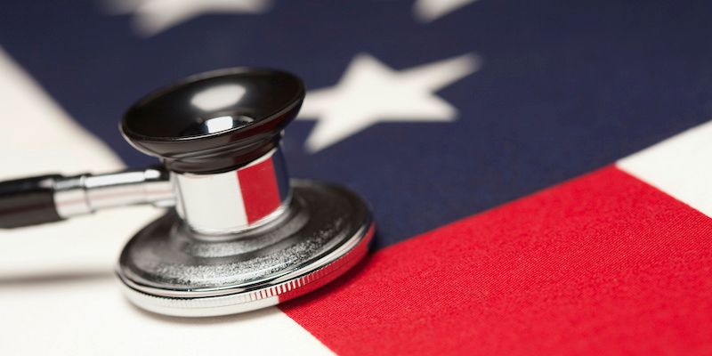 stethoscope and US flag 