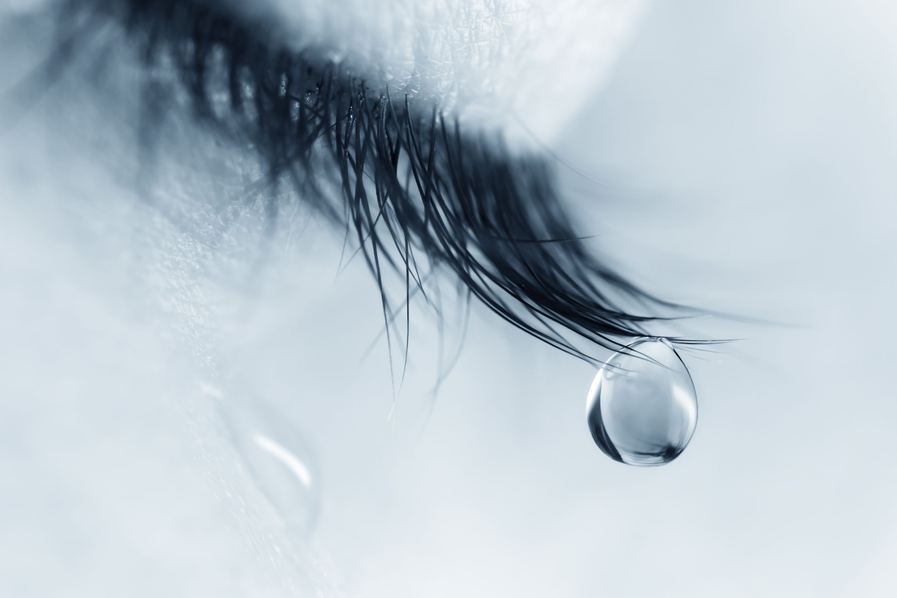 Teardrop on eyelashes