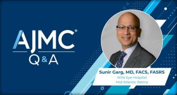 Headshot of Sunir Garg, MD, on AJMC branded Q&A background