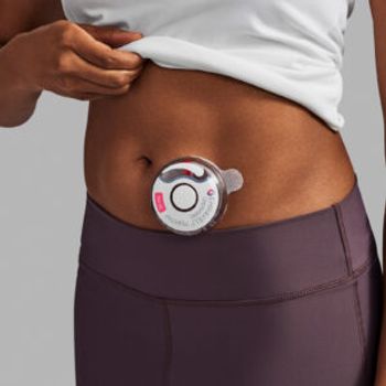 Woman wearing Enfuse injector | image credit: Enable Injections