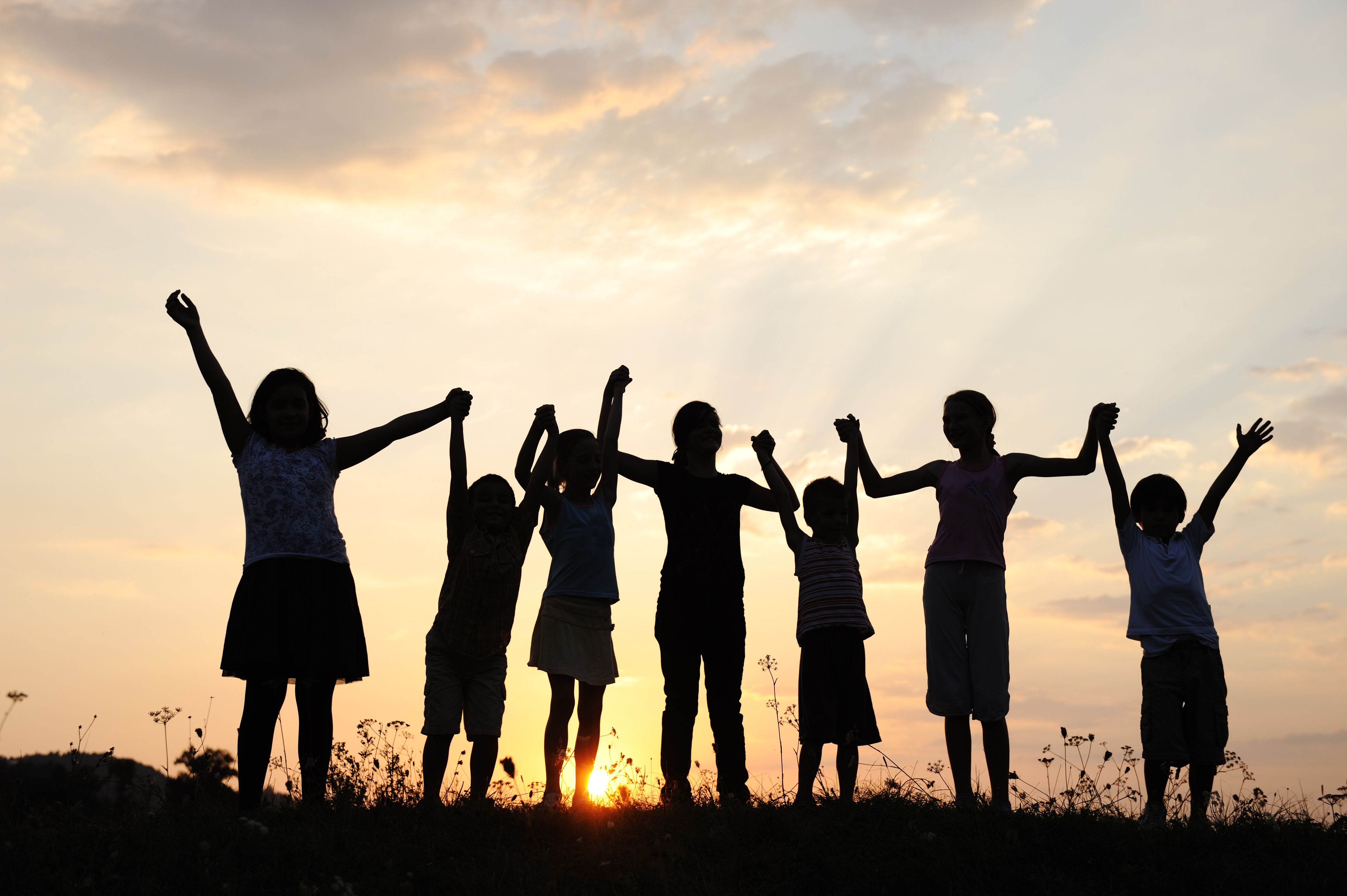 silhouette of children