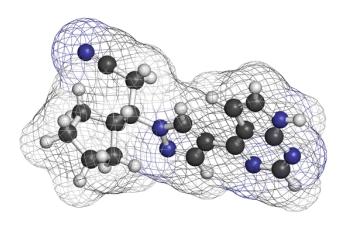 graphic of Ruxolitinib myelofibrosis cancer drug molecule
