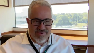 Screenshot of an interview with Ruben Mesa, MD