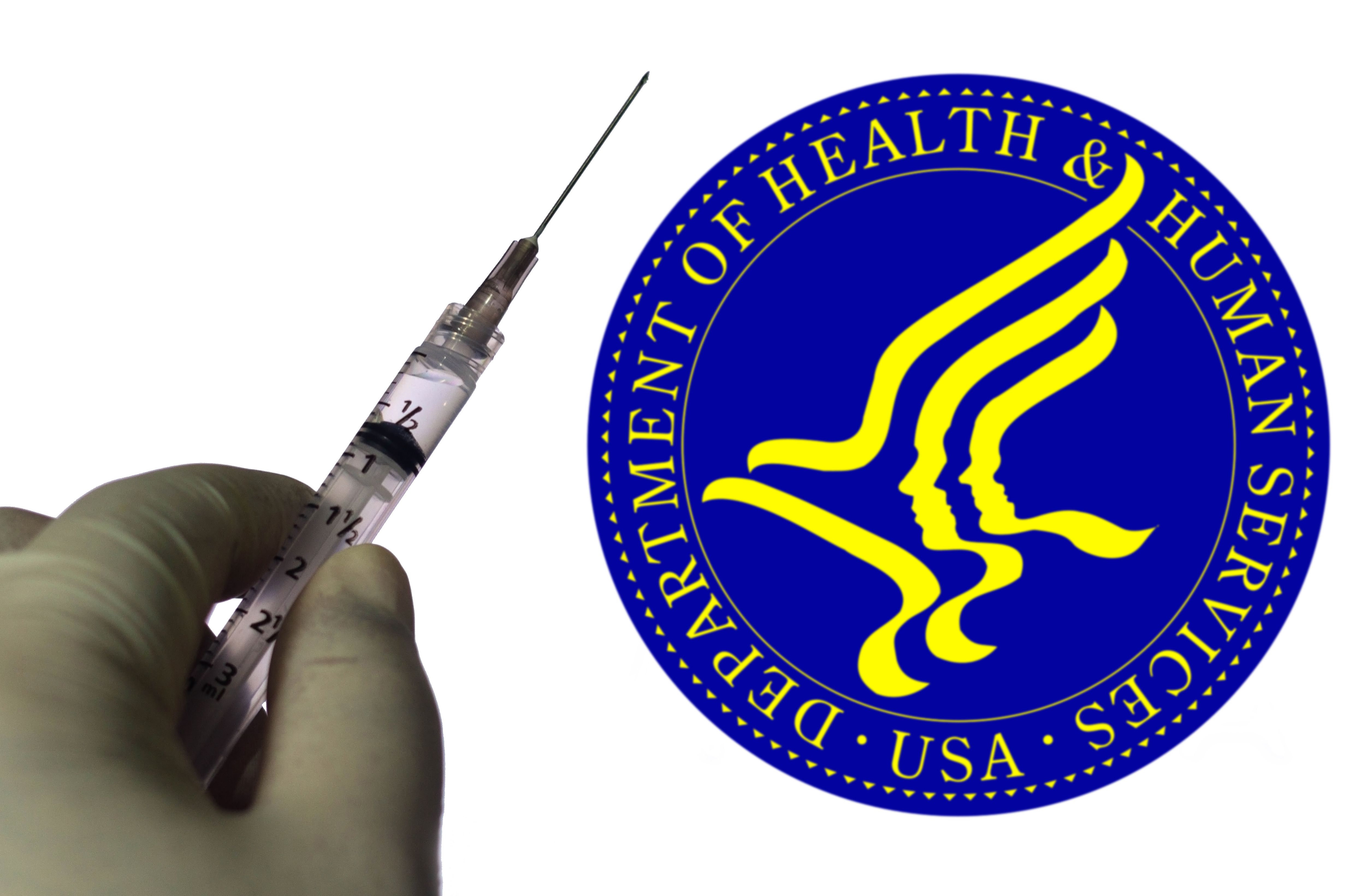 HHS logo and vaccine syringe | Image credit: Rafael Henrique – stock.adobe.com
