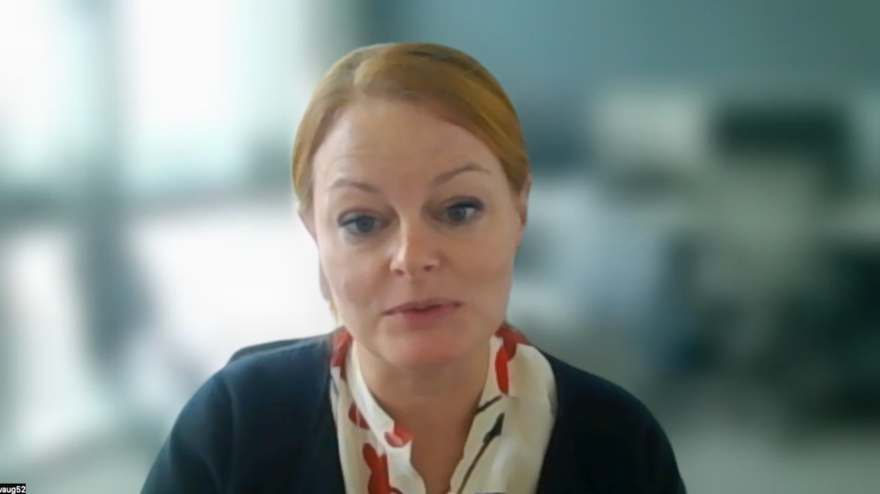 Screenshot of Jennifer Vaughn, MD, in a Zoom video interview