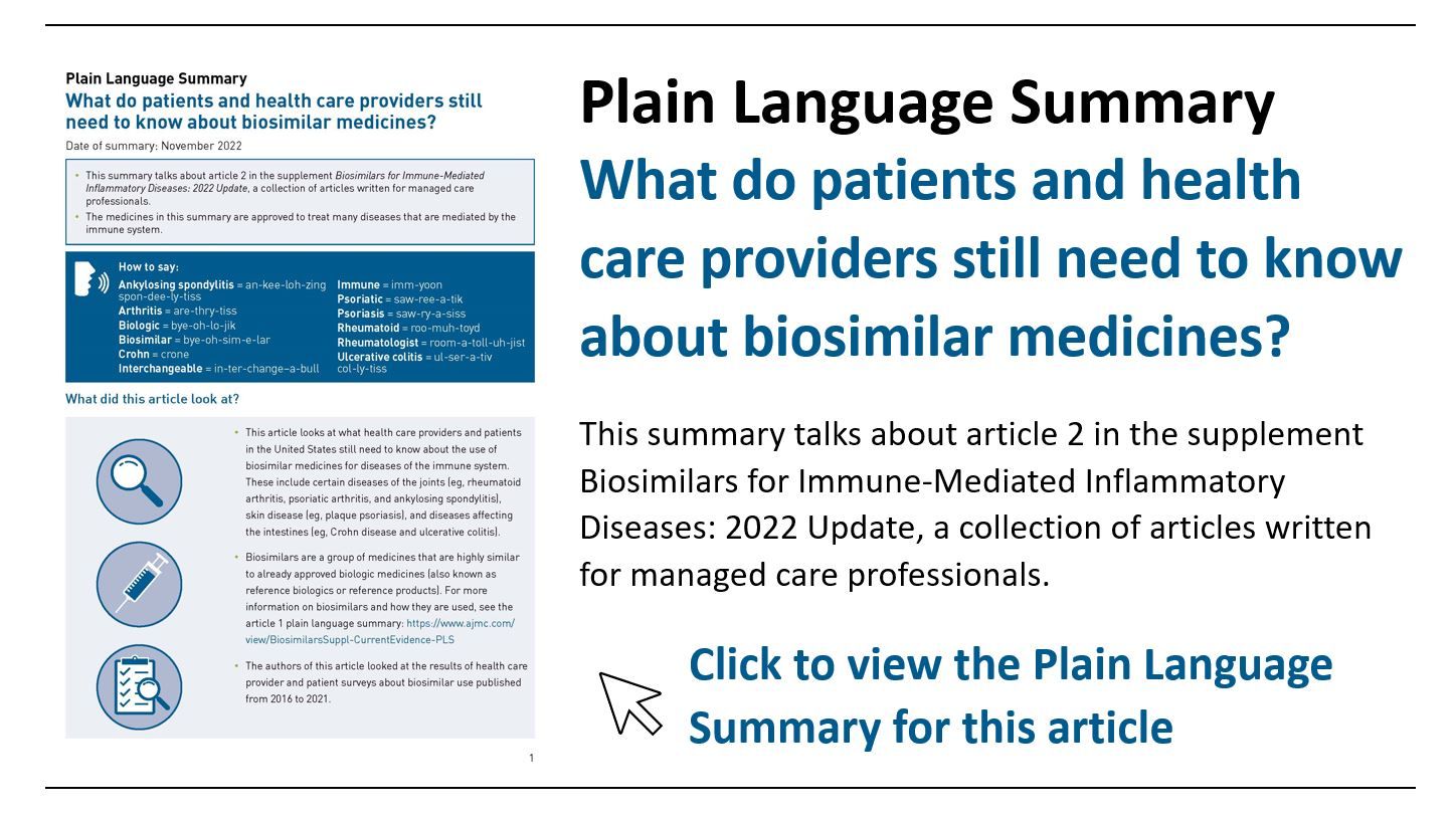 Provider and Patient Knowledge Gaps on Biosimilars: Insights From