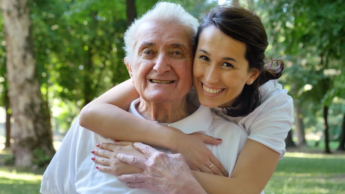 Male patient and female caregiver