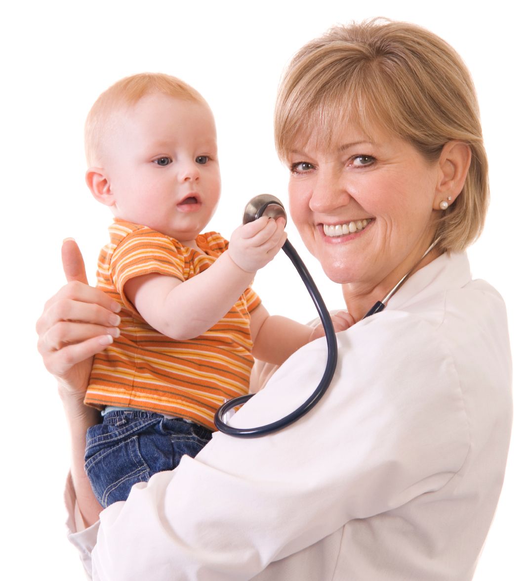 Doctor holding baby