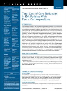 Total Cost of Care Reduction in IDA Patients With Ferric Carboxymaltose
