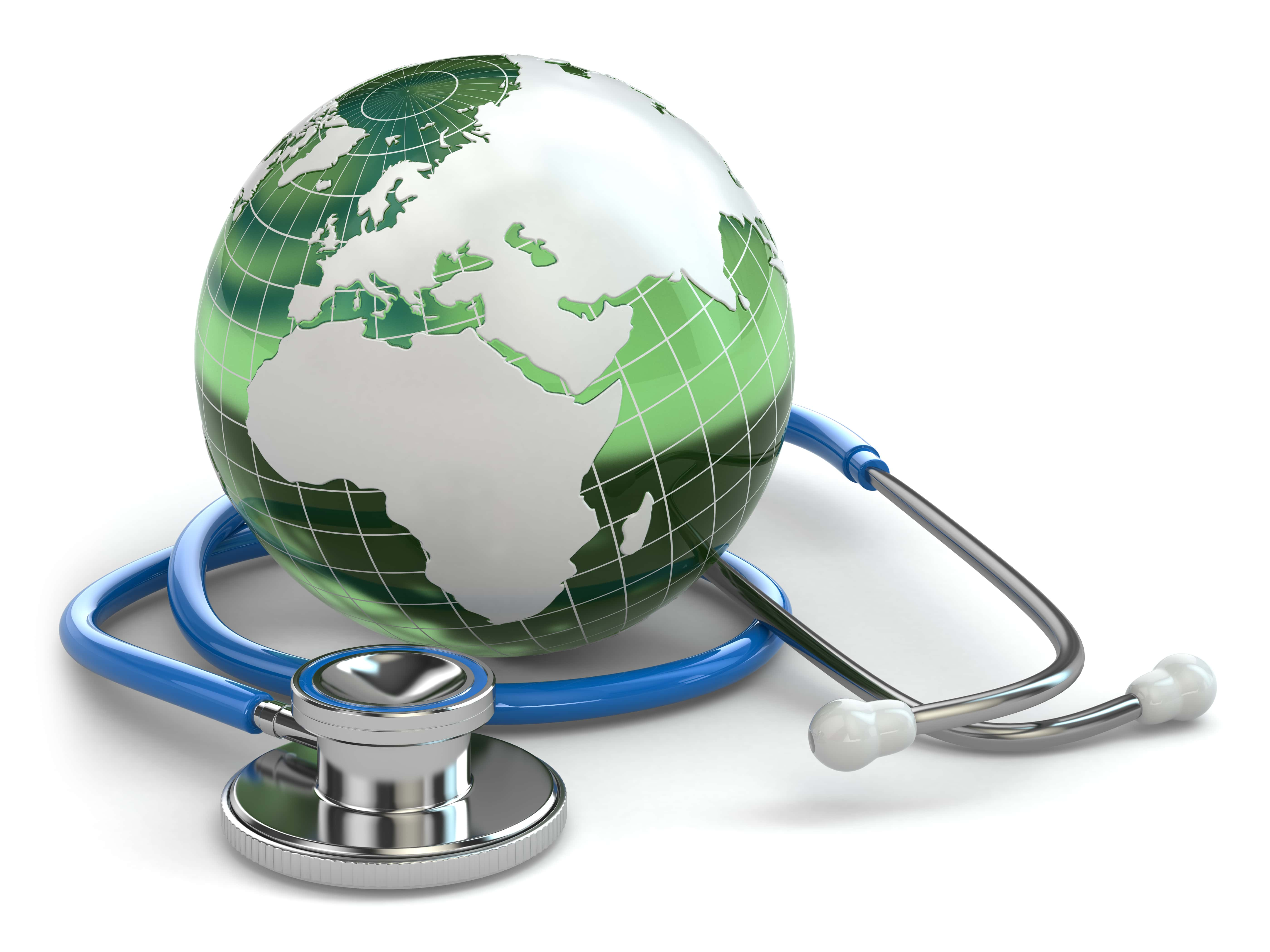 stethoscope wrapped around globe