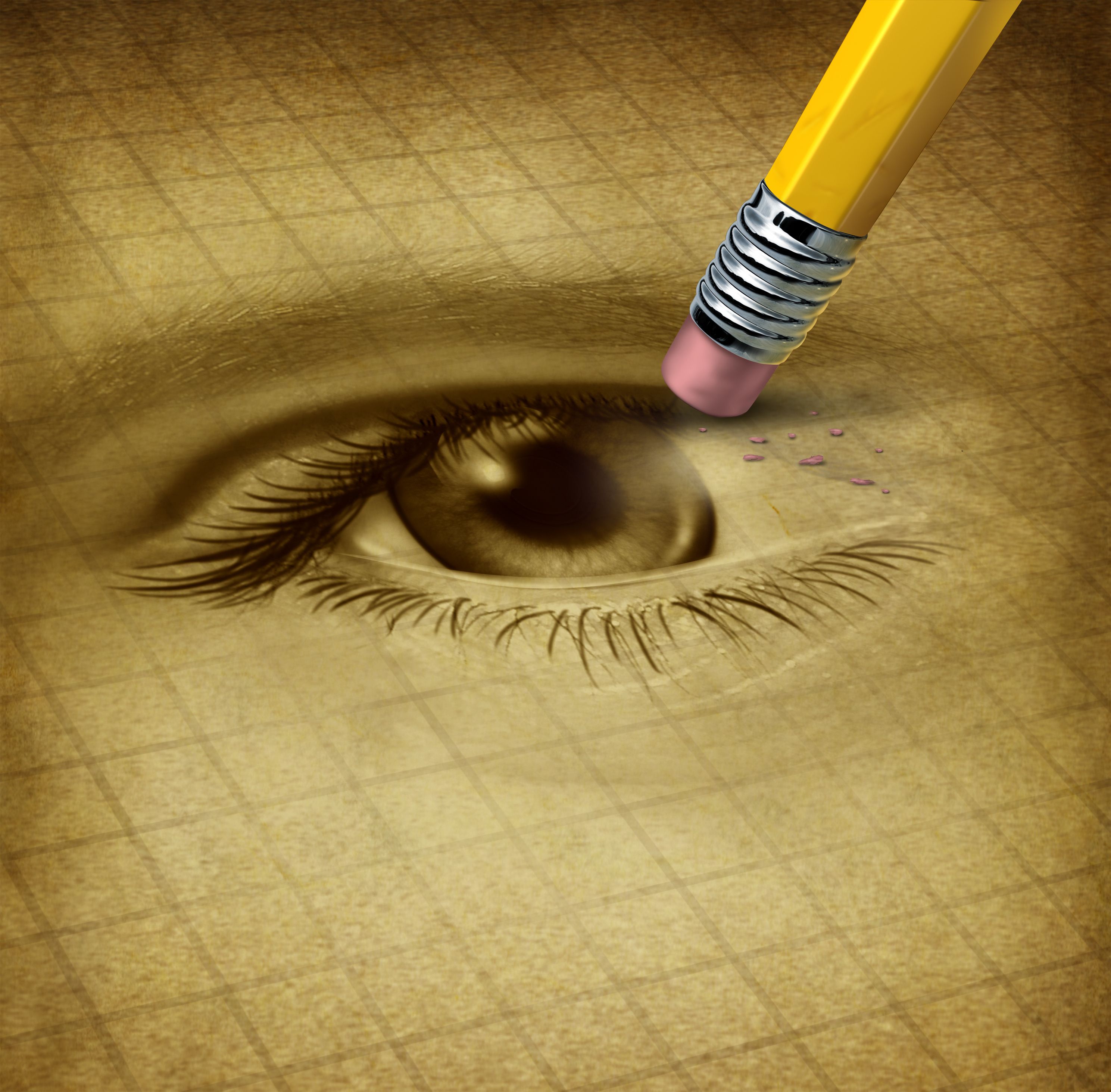 Erasing eye vision.