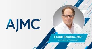 Headshot of Frank Sciurba, MD, on a AJMC branded background