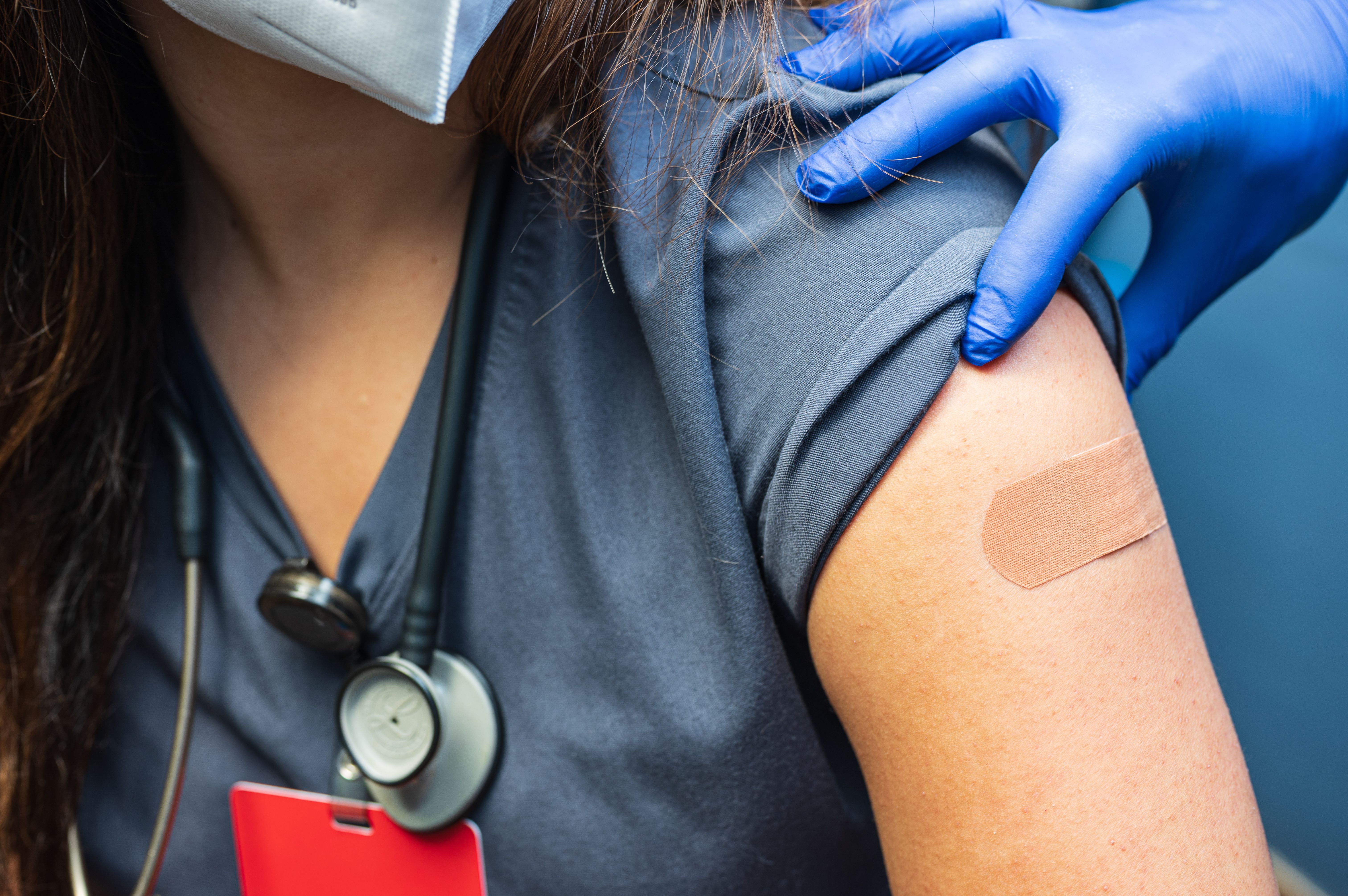 Nurse after receiving vaccine