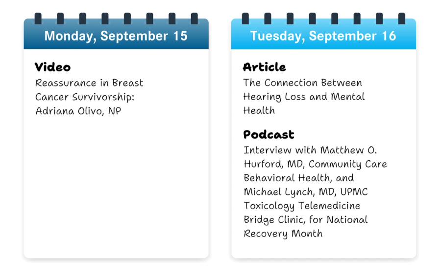 A list of upcoming articles on AJMC.com for the week of September 15, 2025.