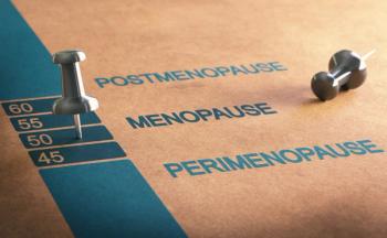Thumbtack next to word menopause, between words perimenopause and postmenopause | Image credit: Olivier Le Moal – stock.adobe.com