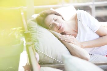 a woman is sleeping peacefully