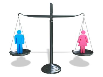gender symbols on balanced scale