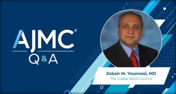 Headshot of Zobair Younossi, MD on an AJMC branded Q&A background