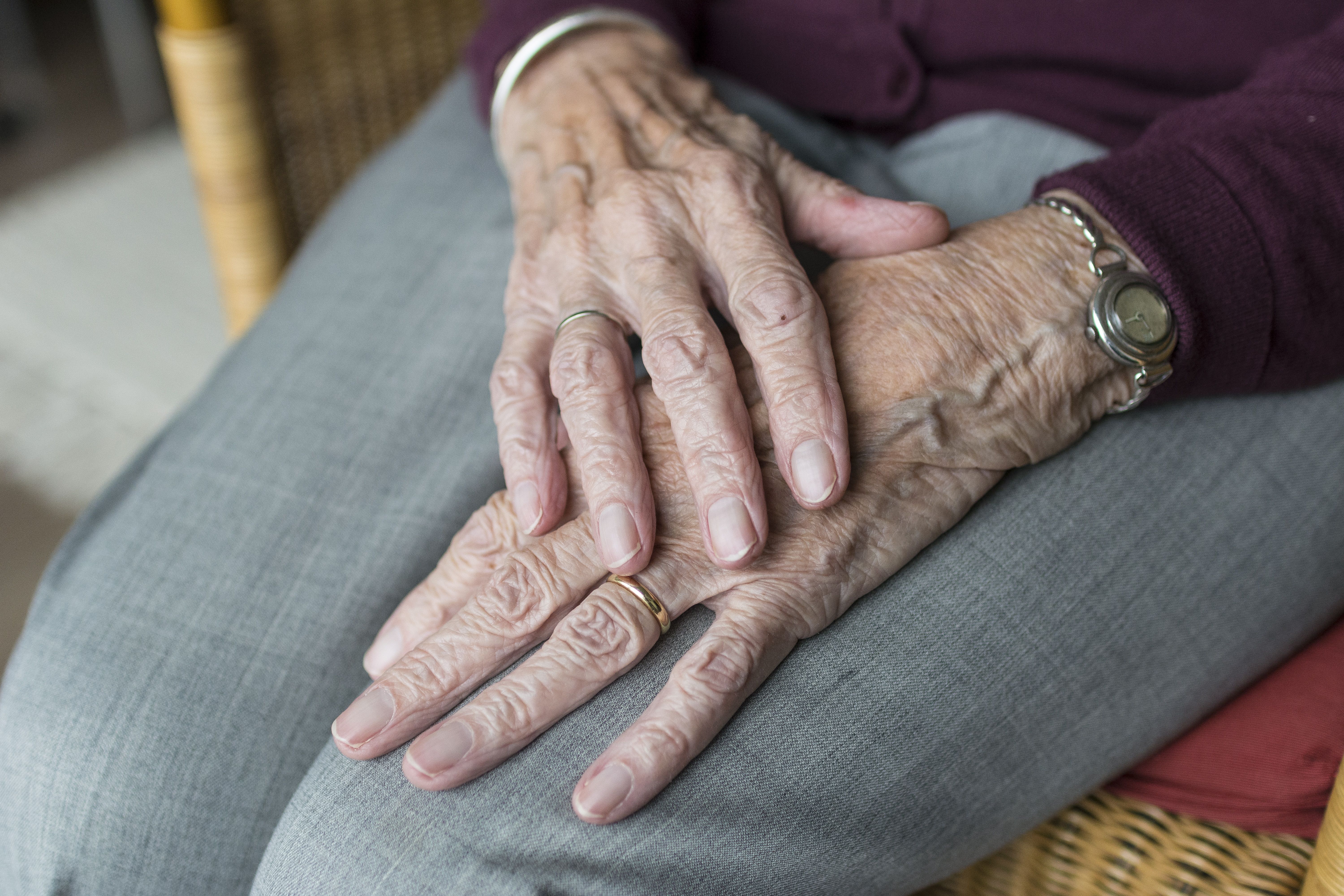 Elderly person's hands.