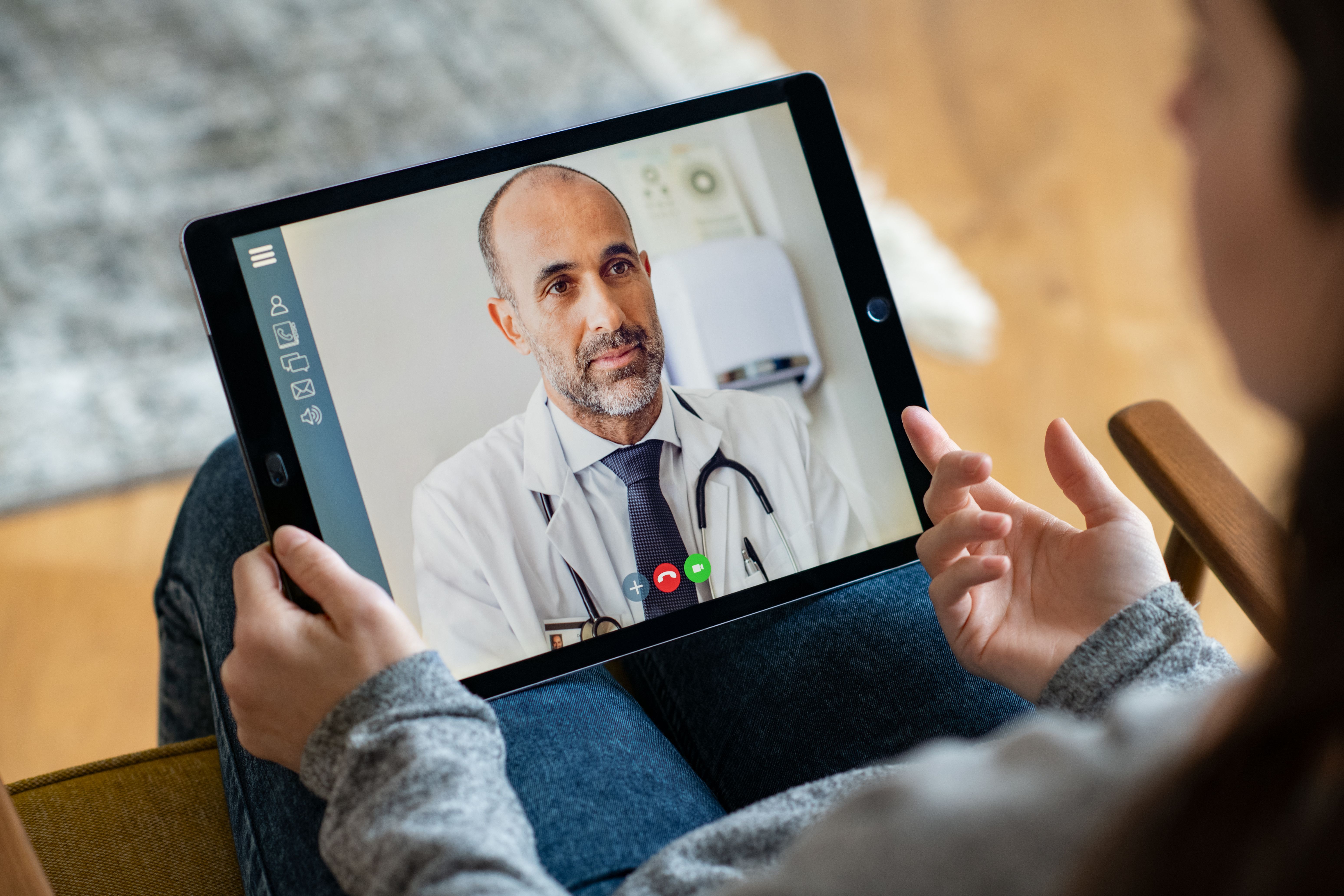 Patient receiving care over Facetime