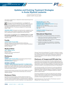 Updates and Evolving Treatment Strategies in Acute Myeloid Leukemia